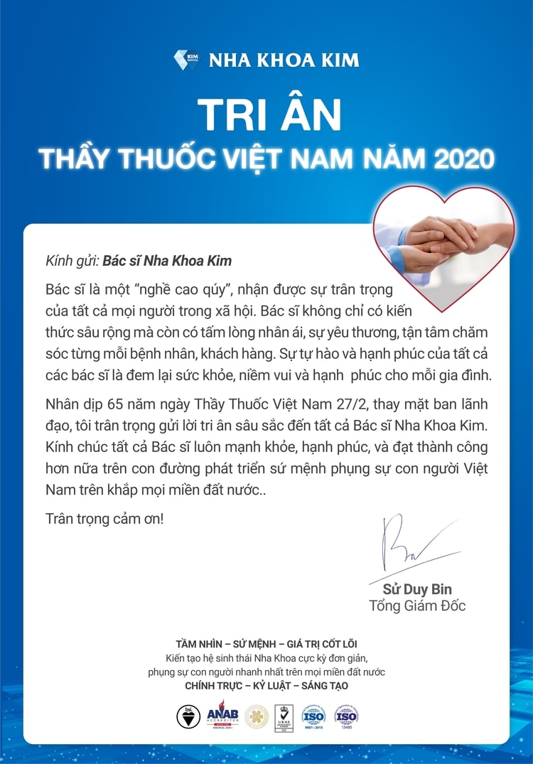 nha khoa Kim chúc mừng ngày thầy thuốc Việt Nam