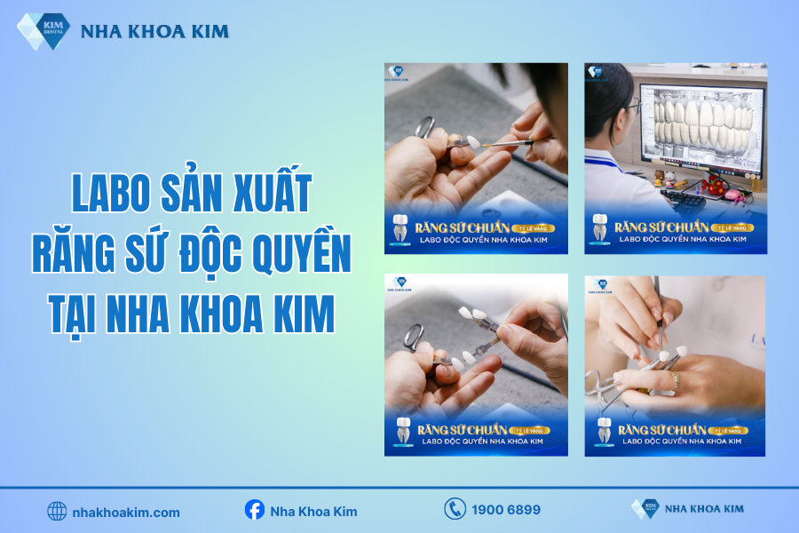 Răng sứ tại phòng khám quận 5 được sản xuất từ phòng labo của Nha Khoa Kim