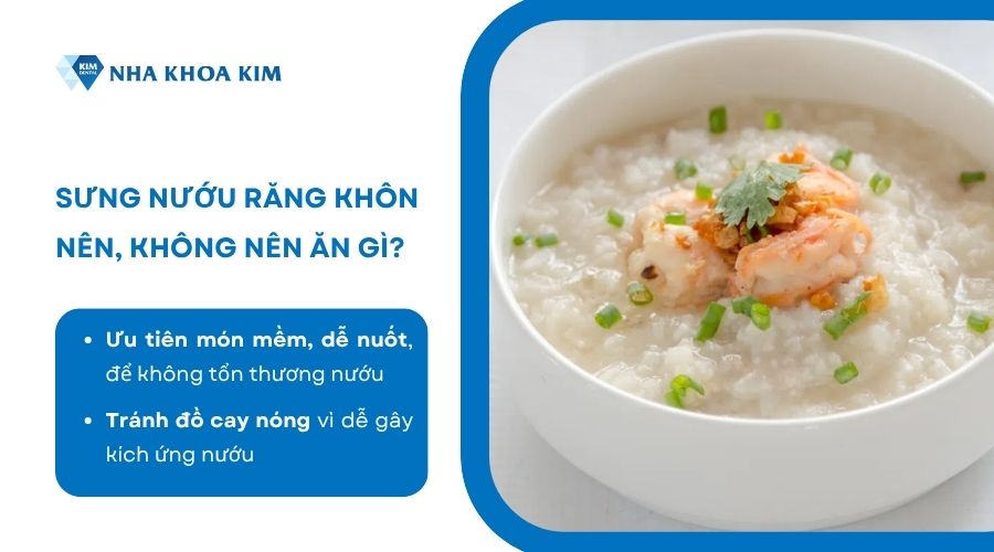 mọc răng khôn bị sưng nướu nên kiêng ăn gì