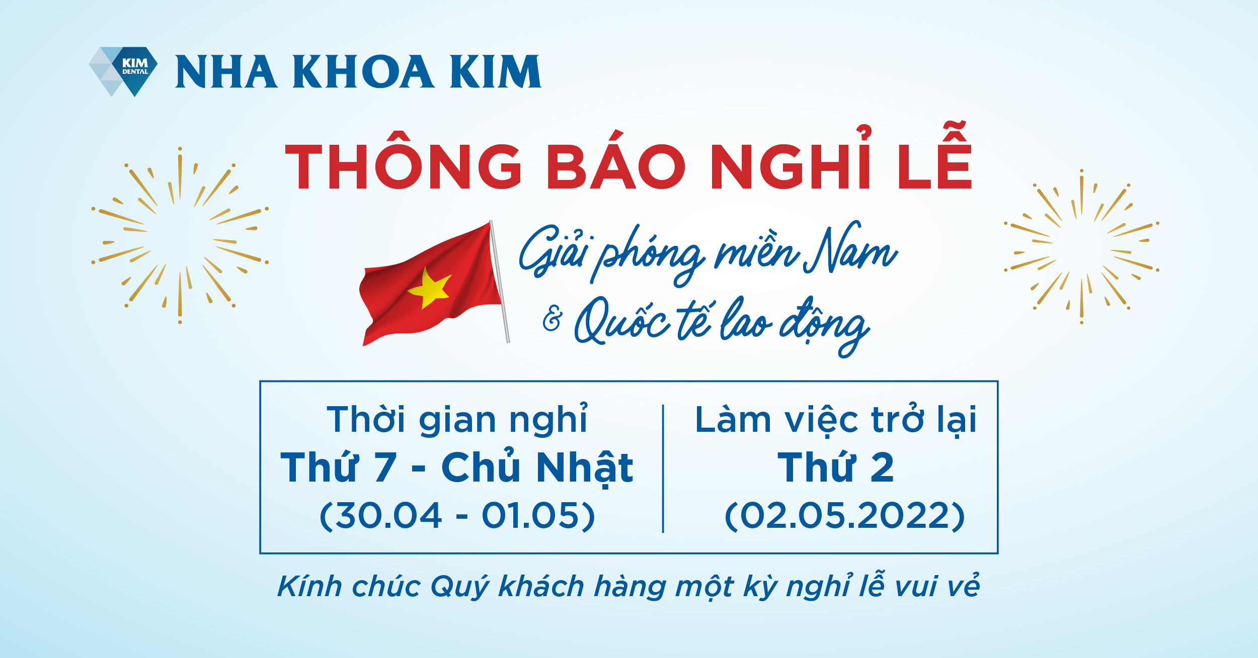 thông báo nghỉ lễ 30/4, 1/5