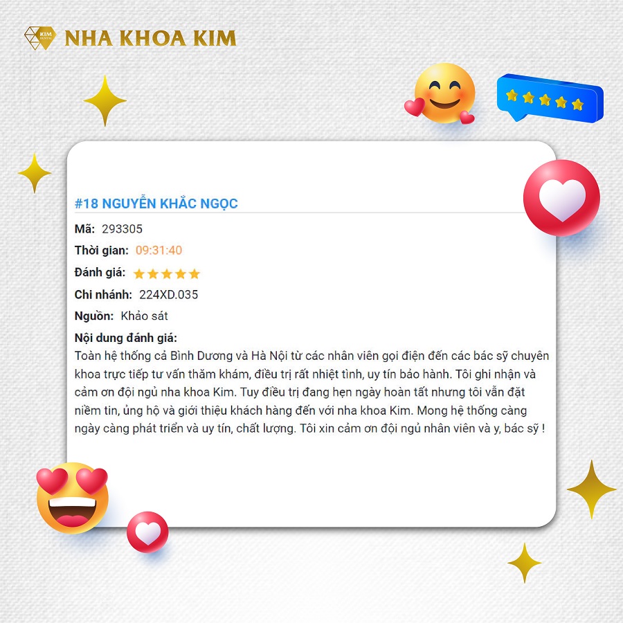 Review thực tế của khách hàng về dịch vụ của Nha Khoa Kim
