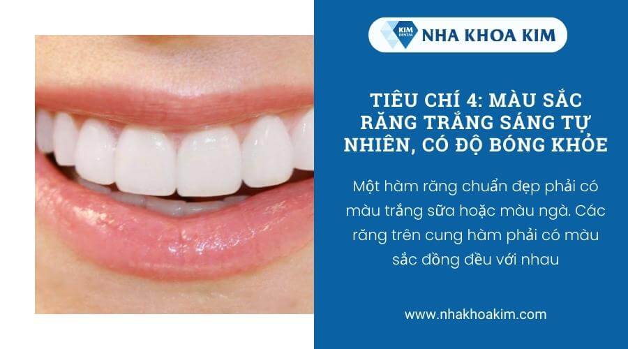 Màu sắc răng trắng sáng tự nhiên, có độ bóng khỏe