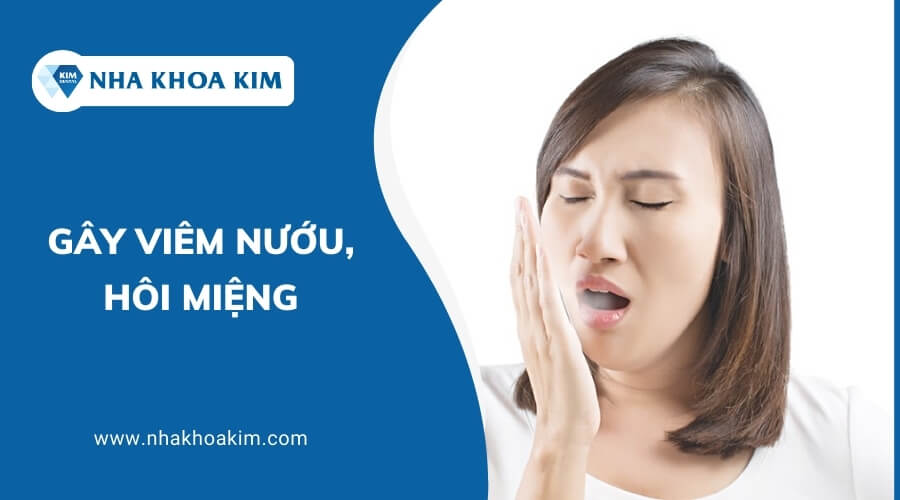 Bọc răng sứ kém chất lượng dễ gây ra tình trạng viêm nướu và hôi miệng