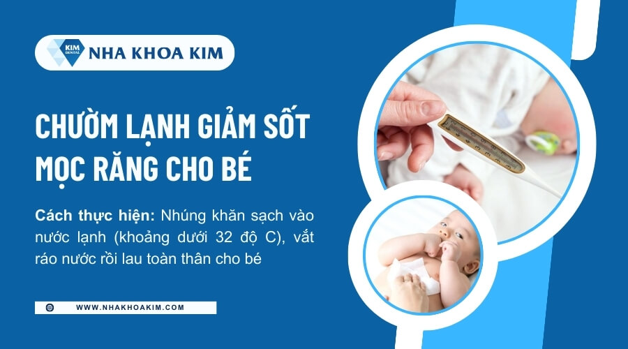 giảm sốt mọc răng cho bé bằng cách chườm lạnh