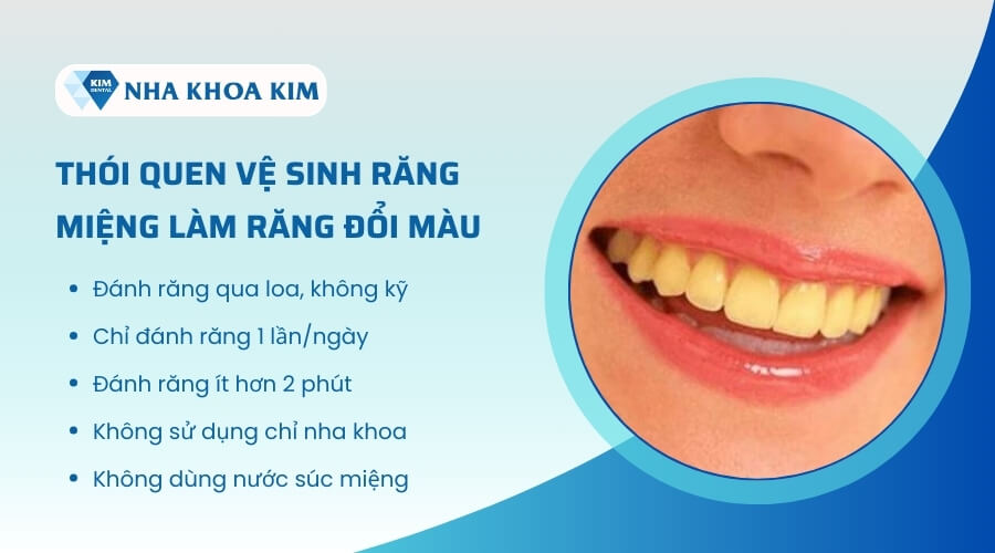 Răng bị ố vàng do vệ sinh răng miệng không đúng cách