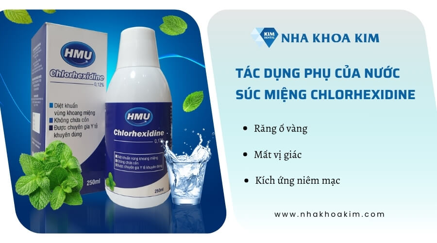 Tác dụng phụ khi sử dụng nước súc miệng Chlorhexidine