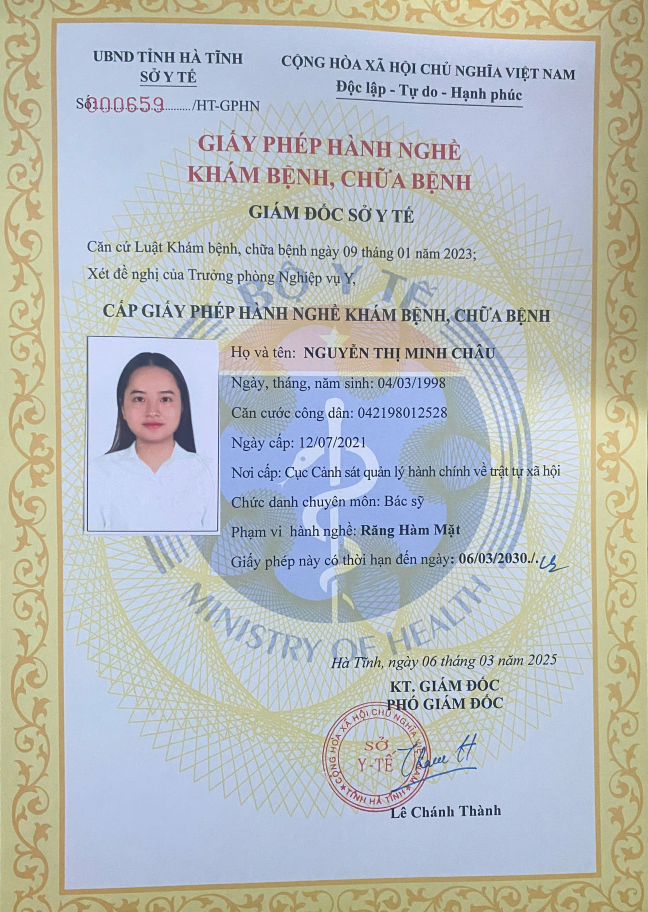 Certificate Bs Nguyễn Thị Minh Châu