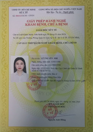 Certificate BS Lê Thị Yến Nhi