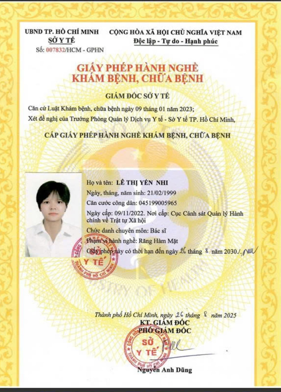 Certificate Bs Lê Thị Yến Nhi