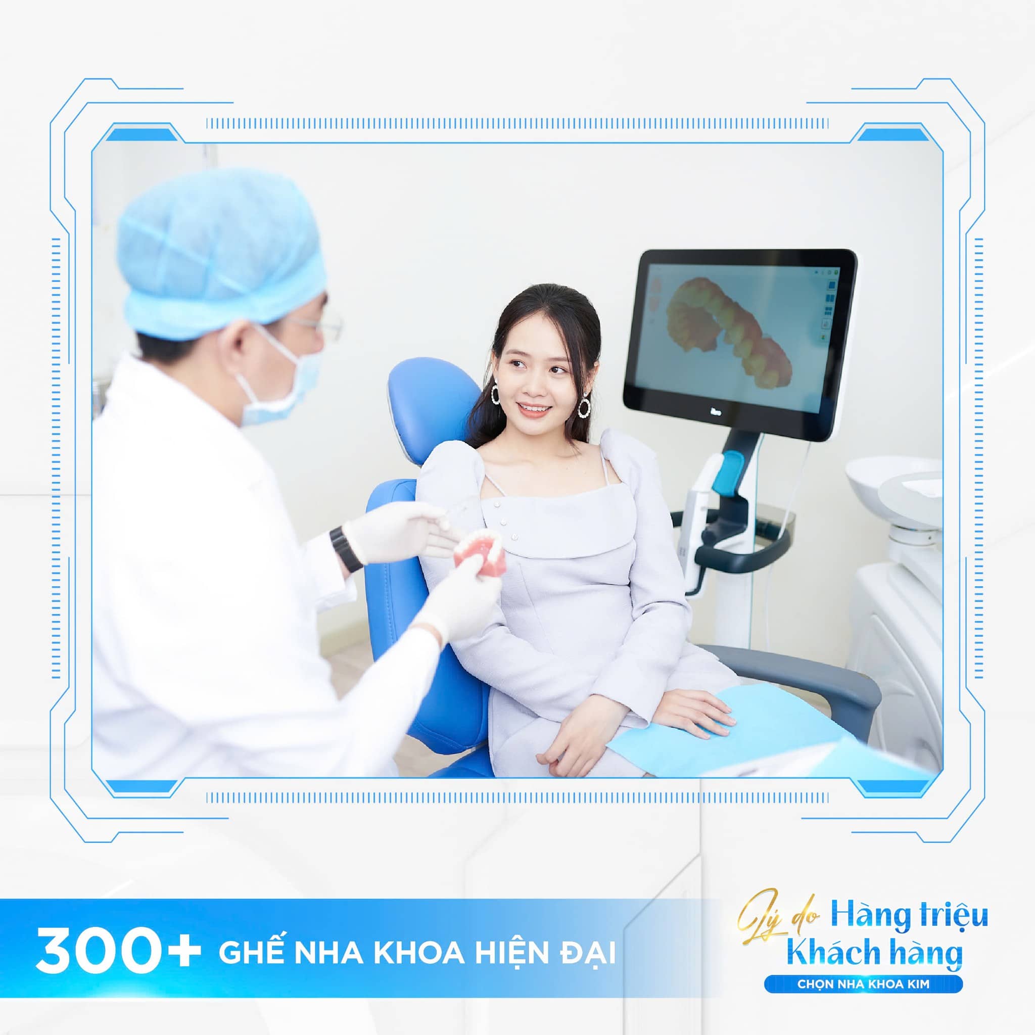 300+ Ghế nha khoa hiện đại: sẵn sàng phục vụ số lượng lớn khách hàng mà vẫn giữ tiêu chuẩn chất lượng đồng bộ.