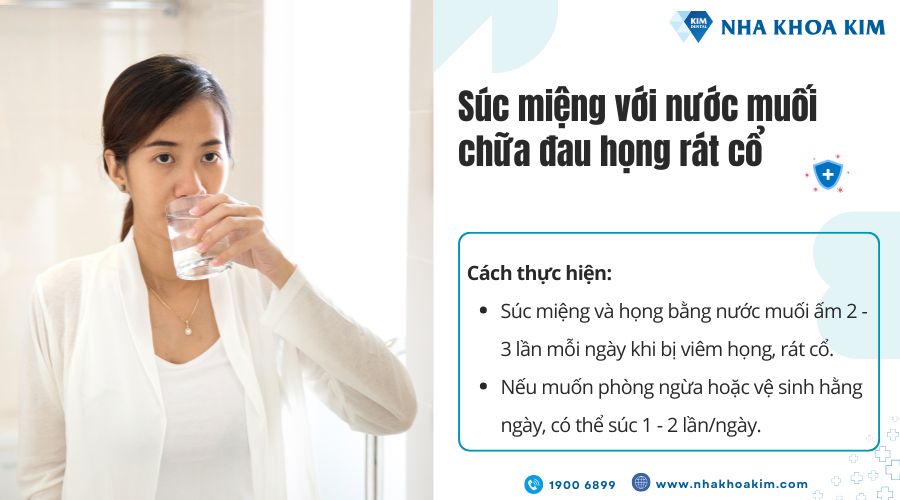 Súc miệng với nước muối chữa đau họng rát cổ