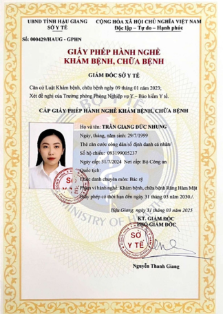 Certificate BS TRẦN GIANG ĐỨC NHUNG