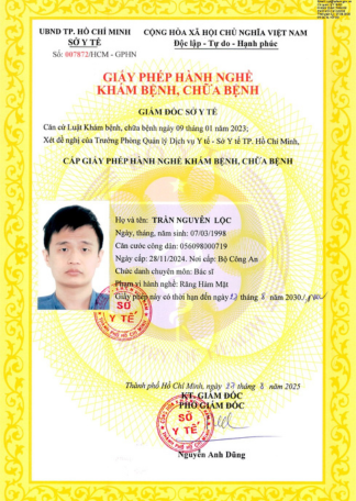 Certificate BS TRẦN NGUYÊN LỘC