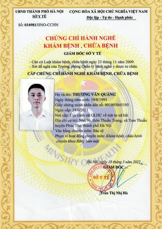 Certificate BS TRƯƠNG VĂN QUẢNG
